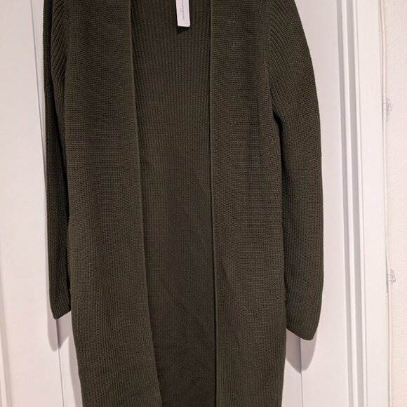 Banana Republic Open-Front Cotton Cardigan - Size Small - Olive Green NWT - Picture 2 of 10